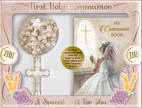 Communion Set Rosary C6043 Pearl With Booklet