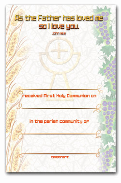 First Holy Communion - Certificate No.6 - pack of 25