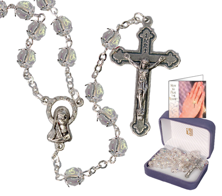 Rosary 6296/CRY Crystal with Glass Capped Beads