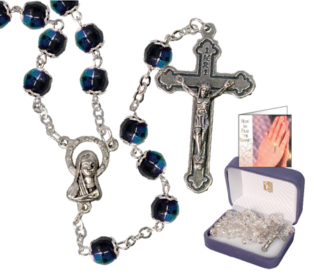 Rosary 6296/BK Black with caps