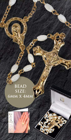 Rosary 6259 Mother of Pearl Oval Gold