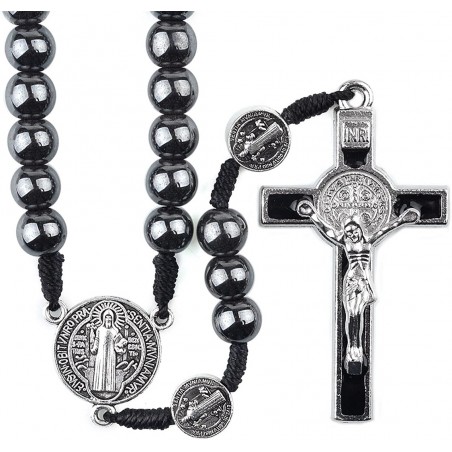Rosary 144/46 Black Cord St Benedict