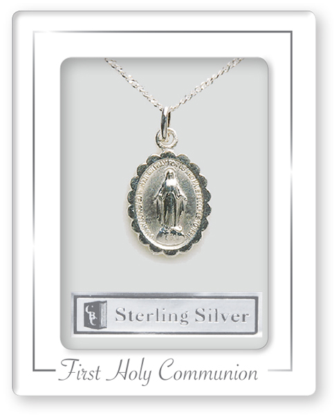 Necklet C6965 Miraculous Medal Communion Sterling Silver