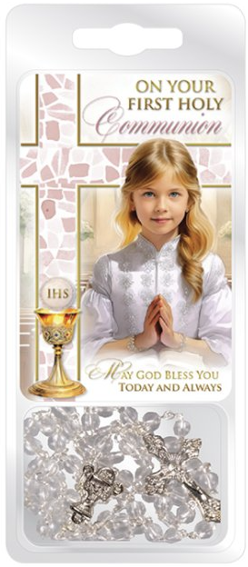 Rosary C6081 Crystal/Leaflet Communion Girl