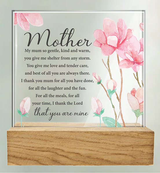 Plaque 32430 Mother Glass /Wood Base