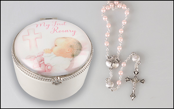 Rosary 62819 Pink Glass with Box