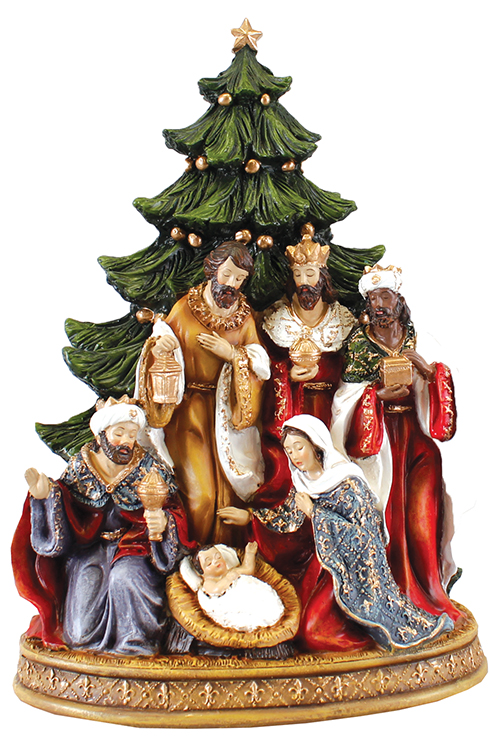 Nativity Set 89556 Resin Holy Family Coloured 10 1/2
