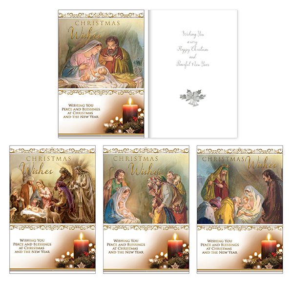 Card Christmas 92831 Christmas Wishes Gold Stamped 12/Box