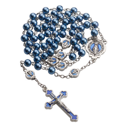 Rosary 421/11 Blue Pearl Miraculous Medal