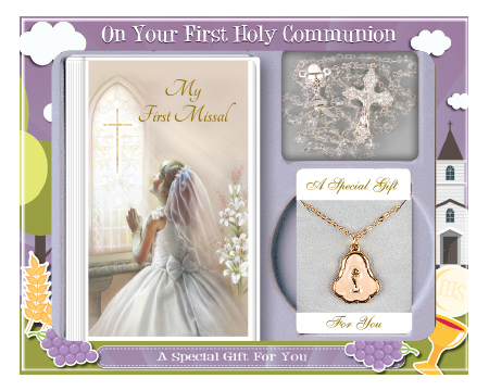 Communion Set C5210 Girl Rosary and Medal