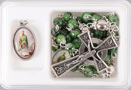 Glass Rosary/Medal Set/St. Patrick (62935)