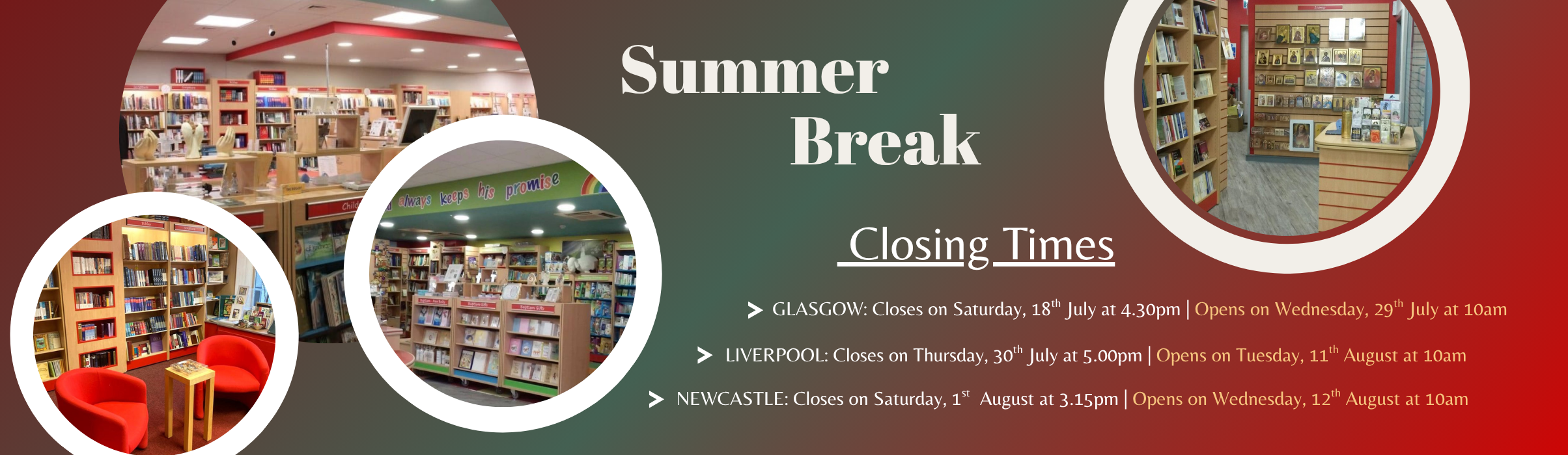 Summer 2026 Closing Times