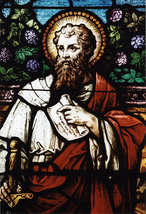 Paul the Apostle, detail of stained glass