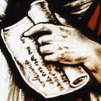 Paul the Apostle, detail of stained glass