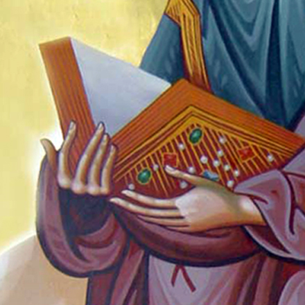 Paul with open Bible, icon detail