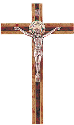 Wood hanging Crucifix/2 Tone 8