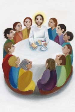 Jesus Shares a Meal -  petite picture card (Pack of 25)