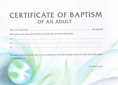Certificate Adult Baptism
