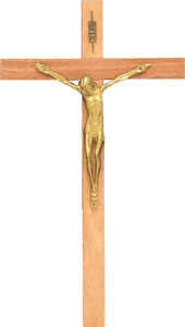 Crucifix 1055 Wood/Brass 14 1/2''