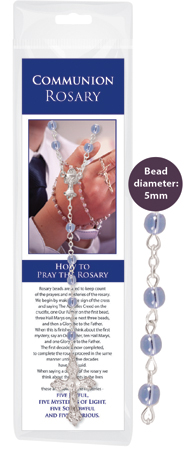 Rosary C60007 Communion Blue Glass/Carded