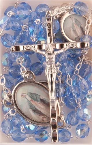 Rosary 913/46 Saphire Blue Glass with Miraculous Medals
