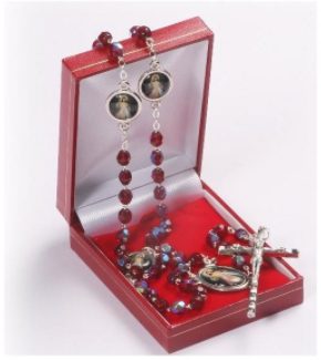 Rosary 913/46 Red Glass with Divine Mercy Medals