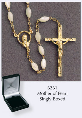 Rosary 6261 Mother of Pearl Gold