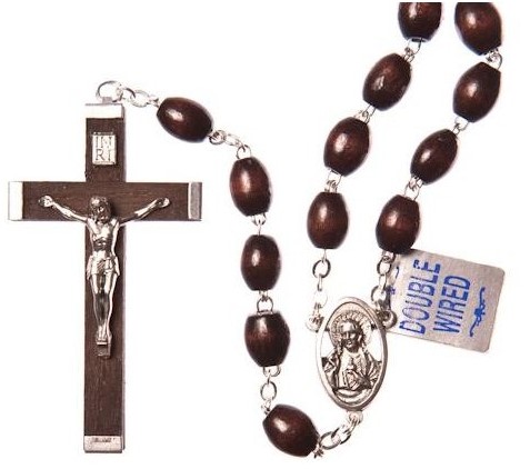 Rosary 176/6 Brown Wood Double Wired