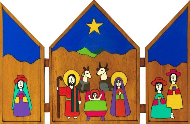 Nativity Hand Painted Triptych Crib 61/32