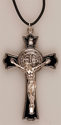 Crucifix 1227/BK Benedict Black with Cord