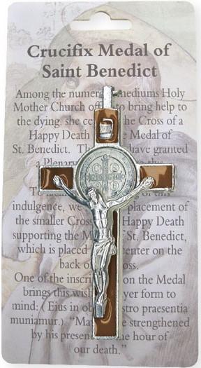 Crucifix 1216-BR Metal Enamel St Benedict