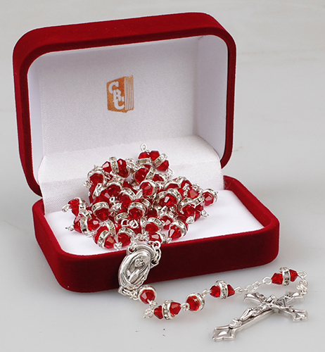 Rosary 6315/RUBY Crystal with Ring