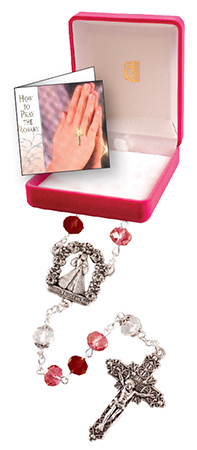 Rosary 63180 Glass Ruby Divine Mercy