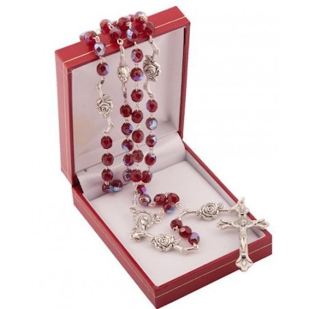 Rosary 902/3 Crystal Glass with Rose Link
