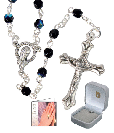 Rosary 6337/BK Glass Black