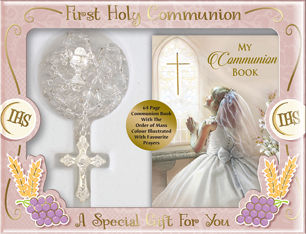 Communion Set C6042 Rosary Glass With Prayer Book Girl