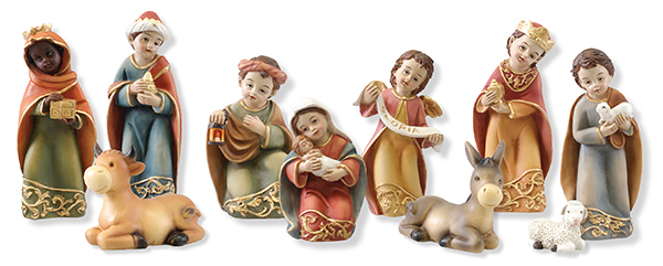 Nativity Set 89931 10 Figures 4 1/2" Resin Children's