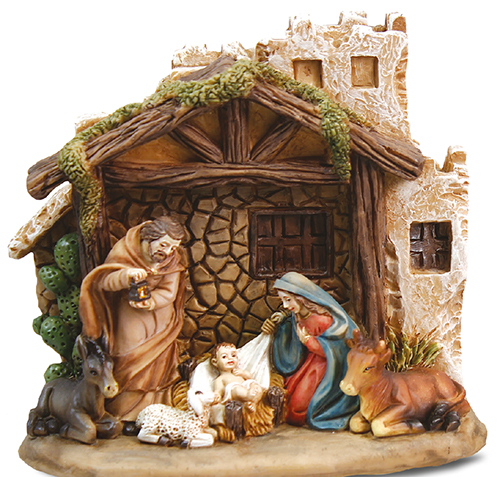 Nativity 89630 Resin Holy Family with Shed
