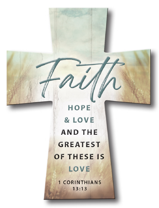 Cross Standing 12921 Faith Hope & Love Resin