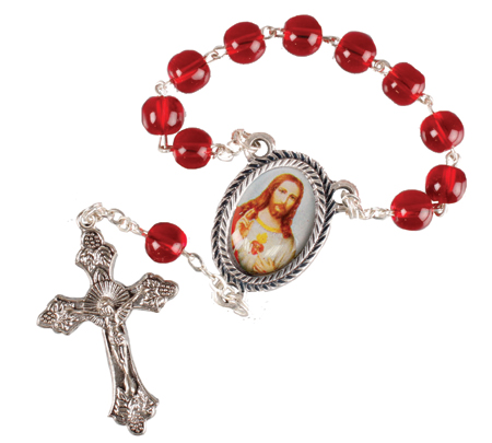 Rosary 62749 Red Single Decade Glass