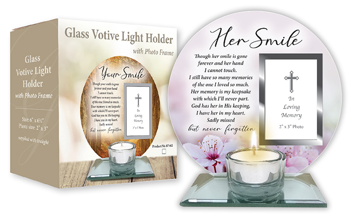 Glass 87464 Votive Light Holder with Photo Frame/Her Smile