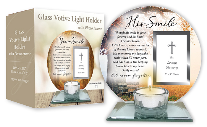 Glass 87465 Votive Light Holder/Photo Plaque His Smile