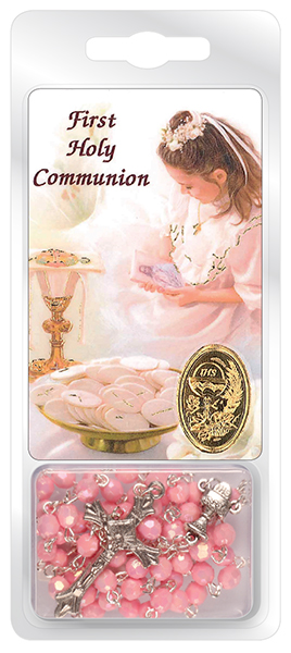 Rosary C6082/PK Pink Pearlised Communion