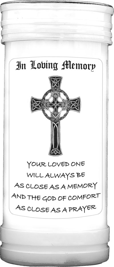 Candle 88986 In Loving Memory Celtic Cross and Verse