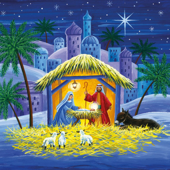 Card Christmas MAEX154 Nativity Pk 8