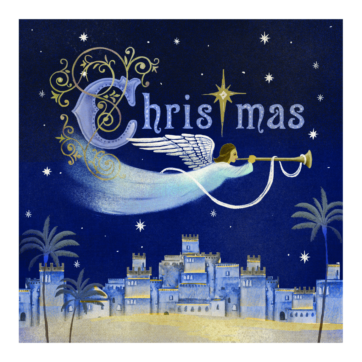 Card Christmas TF245 PD25066 Angel Bethlehem 10 pack