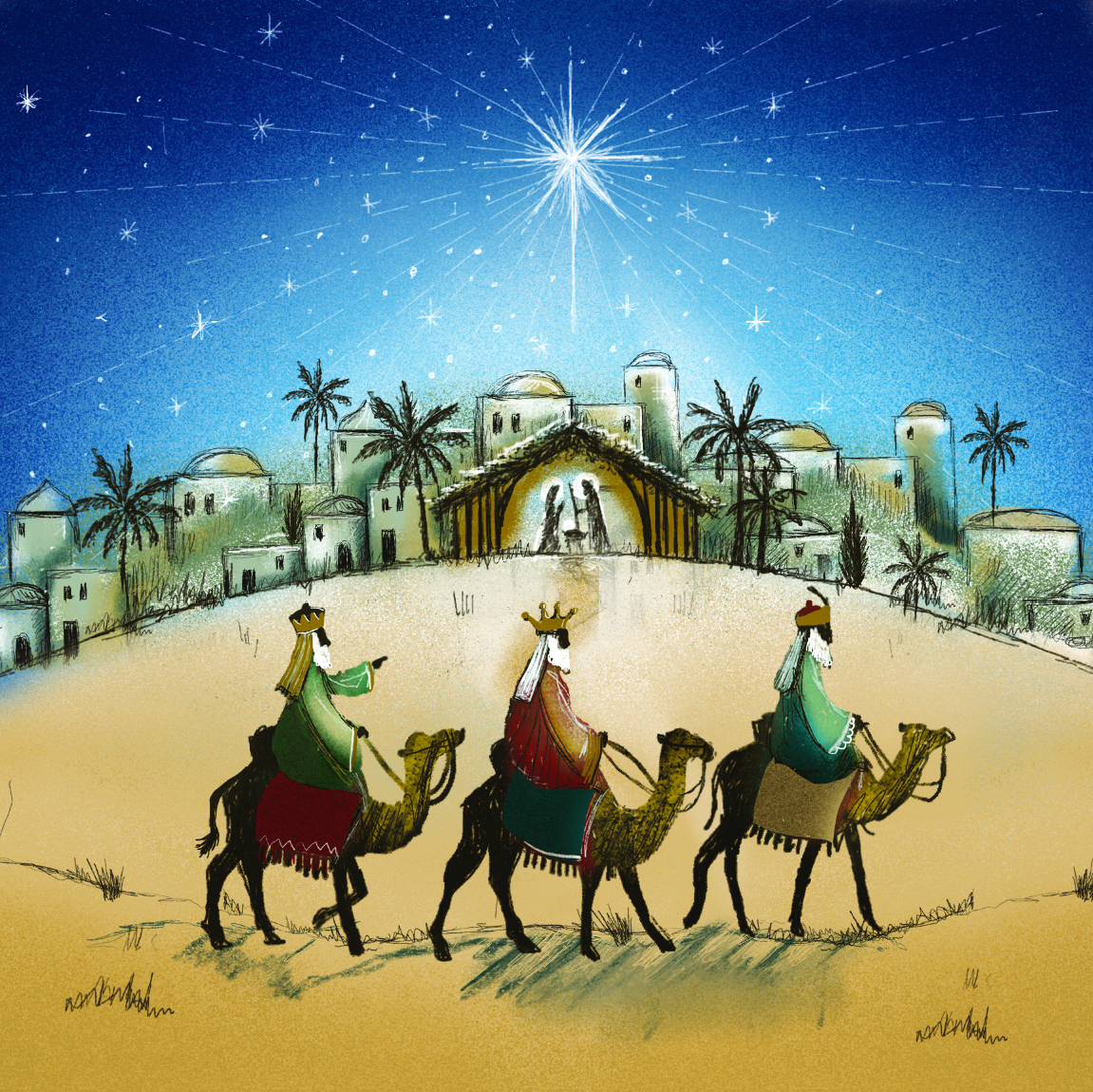 Card Christmas TF244 PD25065 Three Kings Pack 10