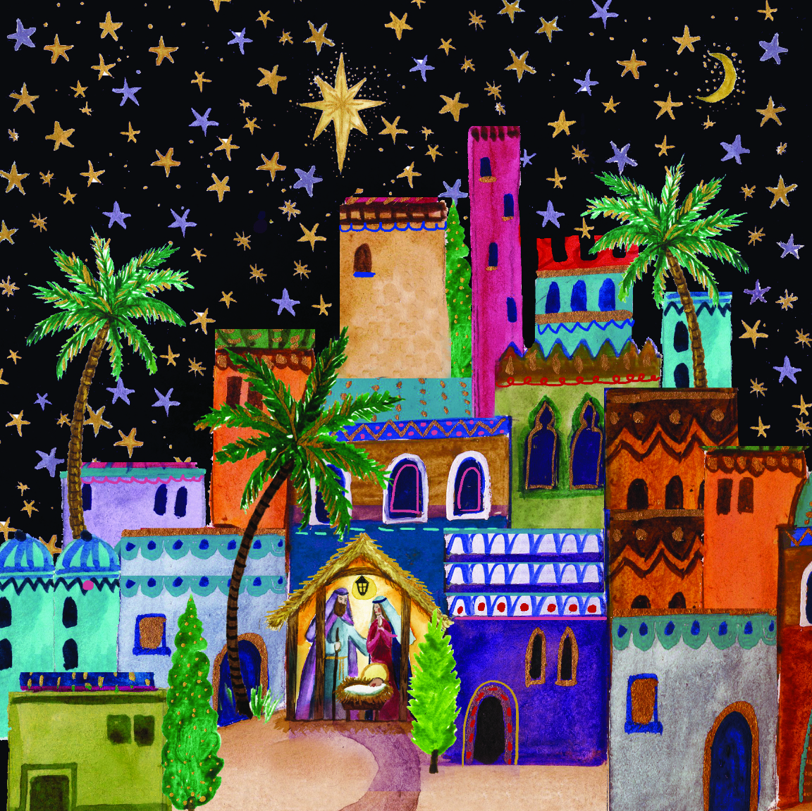 Card Christmas TF248 PD25069 O Little Town of Bethlehem Pack 10