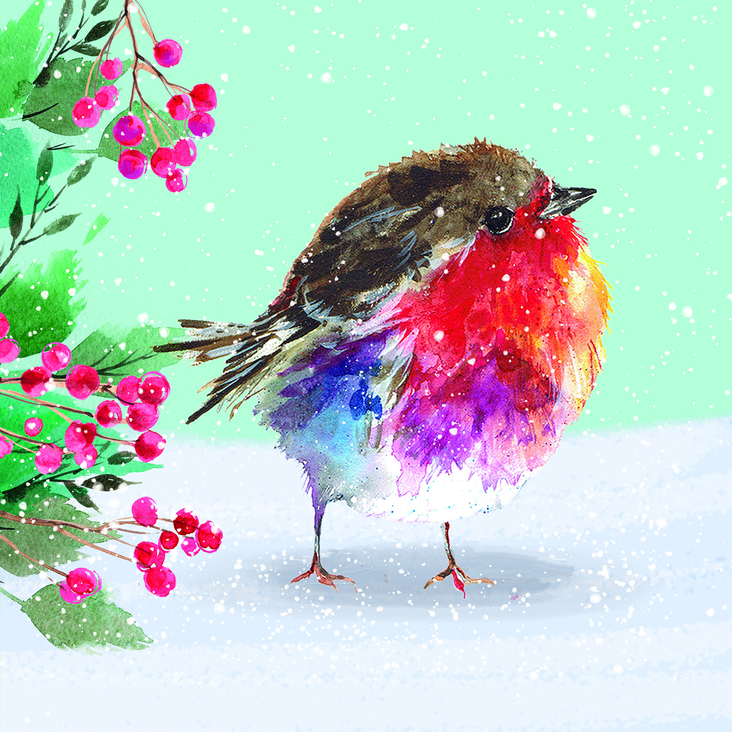 Card Christmas TLM 44930 Winter Robin Pack 10