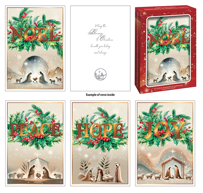 Card Christmas 92826 Gold Stamped Christmas Box